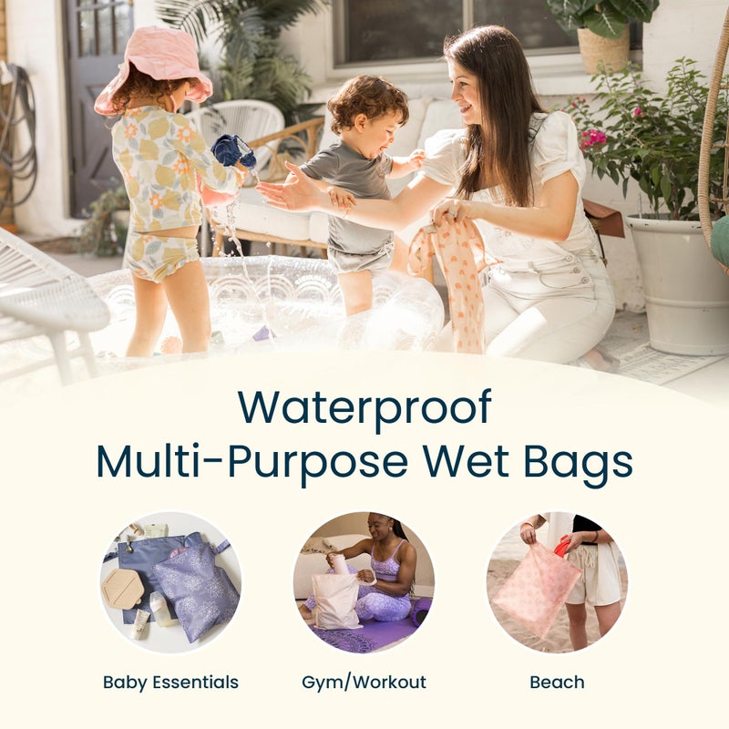 Tiny Twinkle Wet Dry Bag - 2 Pack Reusable Waterproof & Mess Proof Wet Bags for Swimsuits & Travel, Baby Towels & Beach Essentials,a Diaper Bag Must-Have(Black, Green Checkers) - Image 2